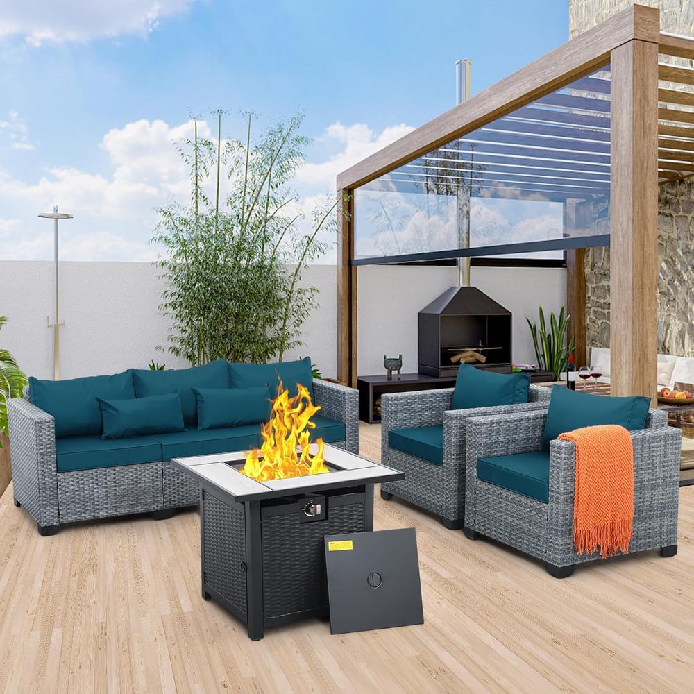 4-Piece Outdoor Wicker Patio F - Outdoor Furniture With Fire Pit Table ulasan dan harga