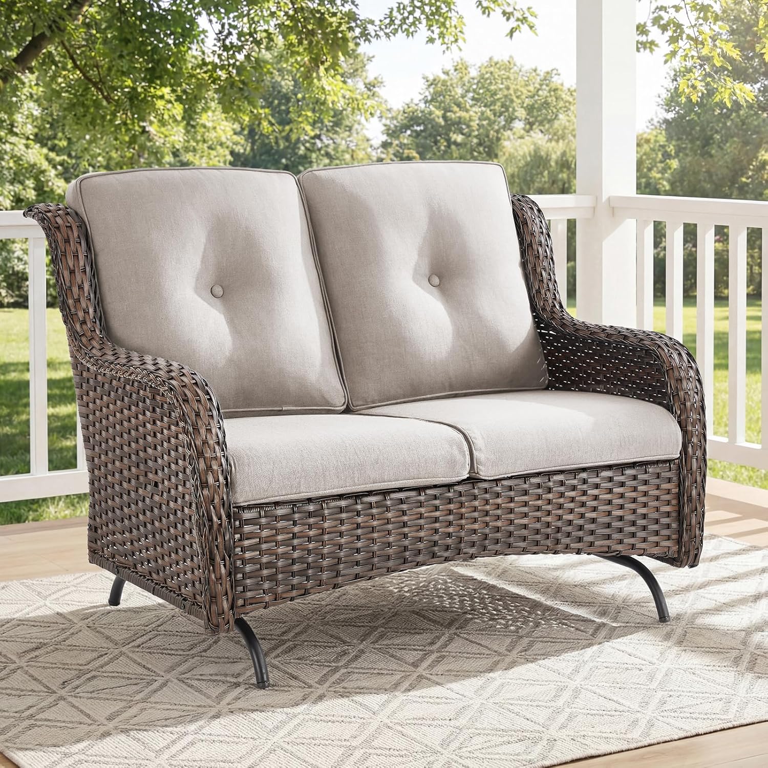 Patio Loveseat Sofa, Outdoor W - Outdoor Furniture Loveseat ulasan dan harga