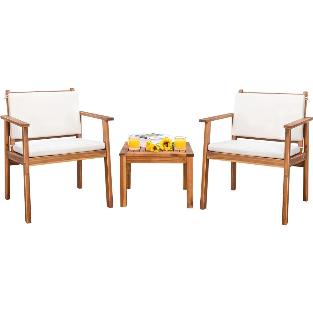 Patio Set 3 Piece Acacia Wood  - Outdoor Furniture Cushions 22 X 22 ulasan dan harga