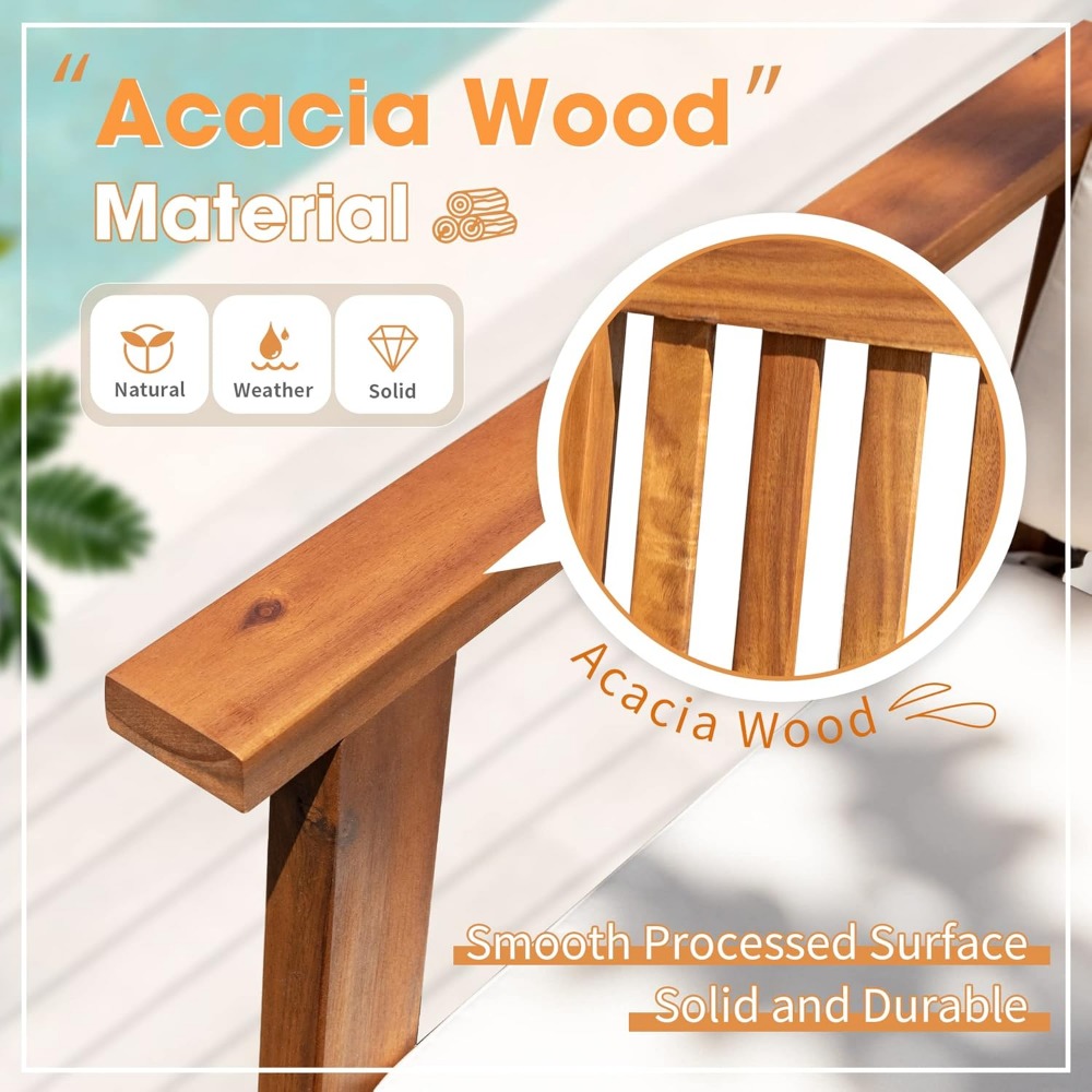 Patio Set 3 Piece Acacia Wood  - Outdoor Furniture Cushions 22 X 22 ulasan dan harga