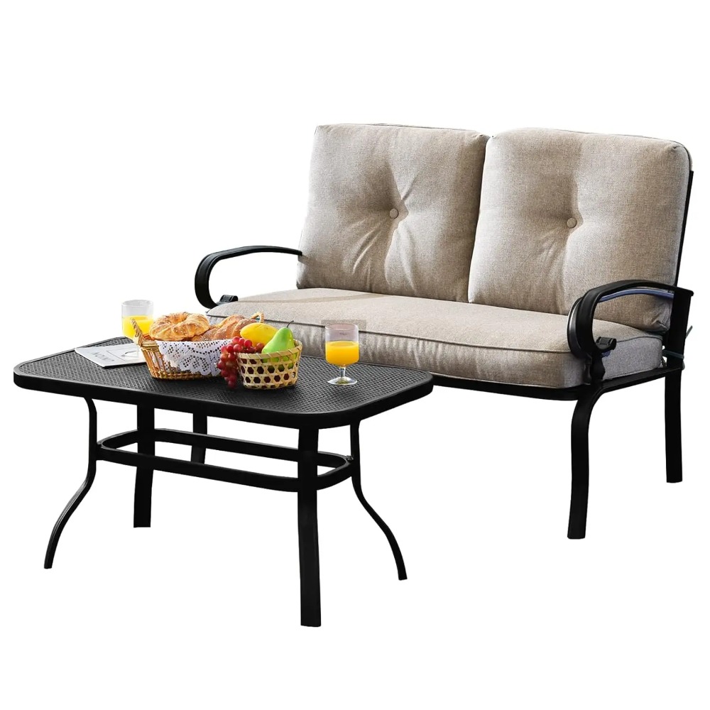Patio Loveseat with Table Set, - Outdoor Furniture Loveseat ulasan dan harga
