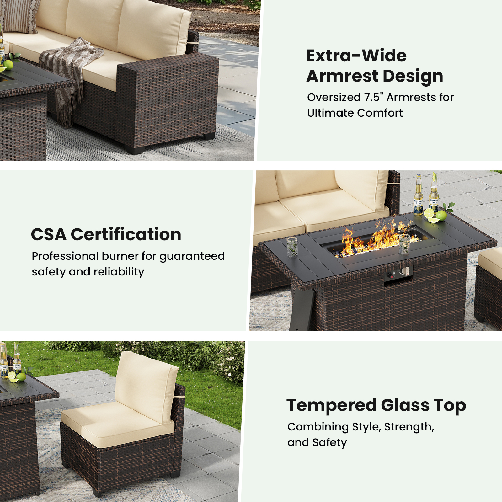 7 Piece Patio Furniture Set wi - Outdoor Furniture With Fire Pit Table ulasan dan harga