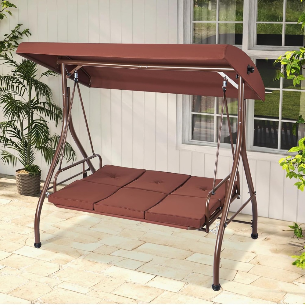3-Seat Patio Swing Chair, Conv - Outdoor Furniture Sunbrella ulasan dan harga