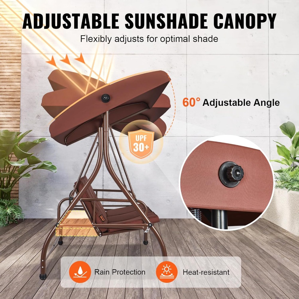3-Seat Patio Swing Chair, Conv - Outdoor Furniture Sunbrella ulasan dan harga