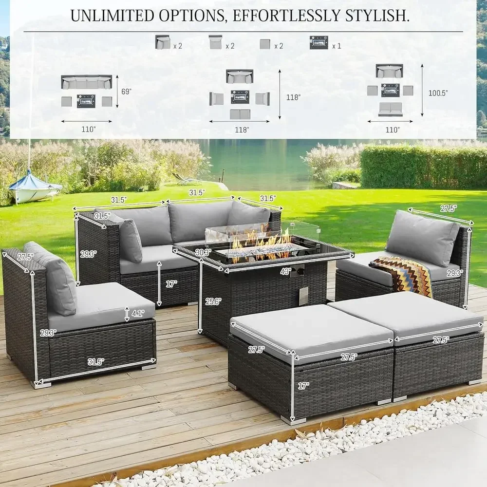 6-Person Weather-Resistant Out - Outdoor Furniture With Fire Pit Table ulasan dan harga