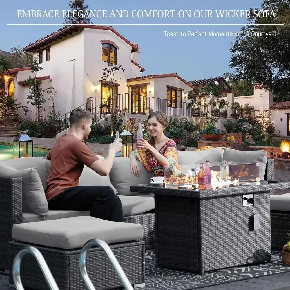 6-Person Weather-Resistant Out - Outdoor Furniture With Fire Pit Table ulasan dan harga