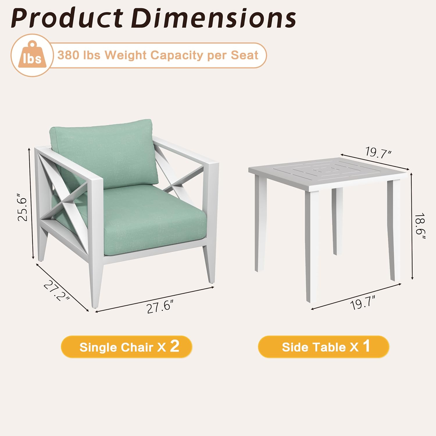 3-Piece Oversized Aluminum Pat - Outdoor Furniture Deals ulasan dan harga